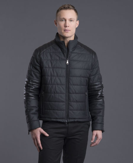 Black Puffer Leather Jacket