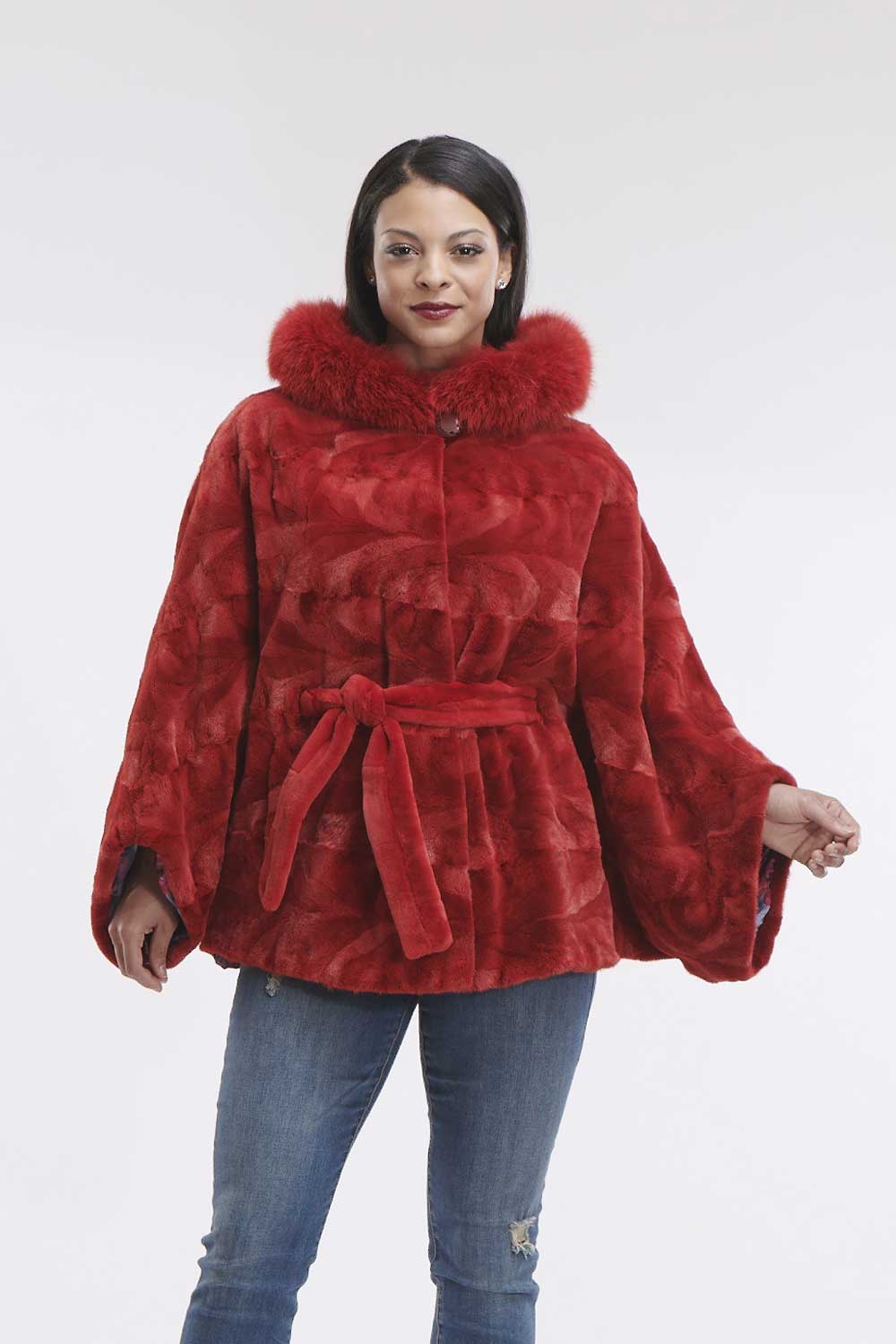 RED-SHEARED-MINK-HOODED-CAPE-WFOX-TRIM1 - Alaskan Fur